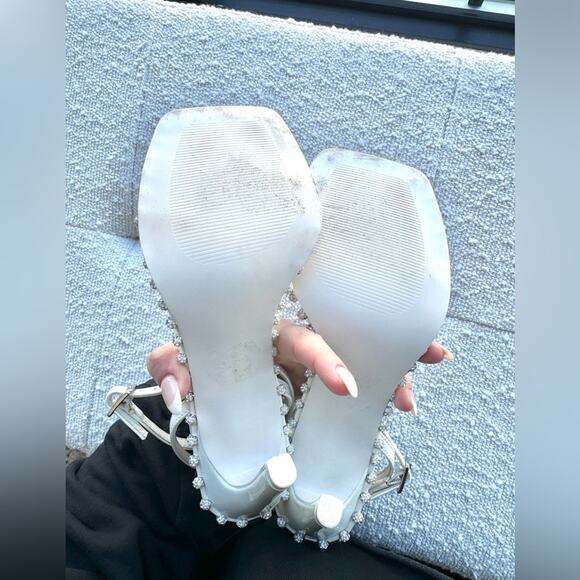 Steven Madden Zelle White Rhinestone Heels Size 8.5 - Picture 12 of 13